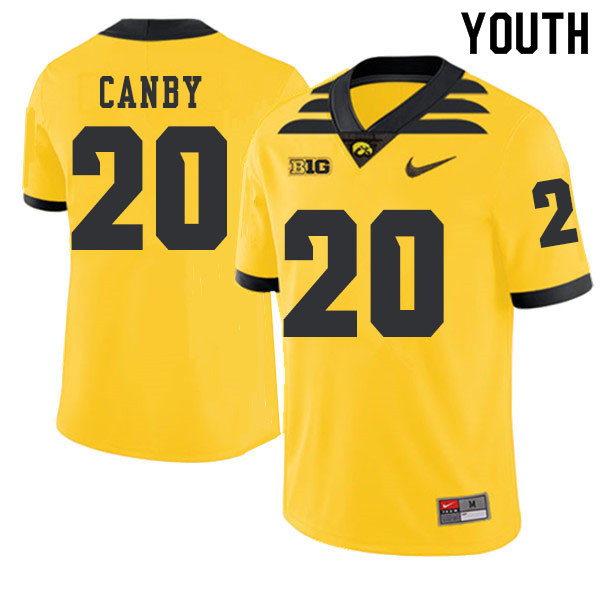 2019 Youth #20 Ben Canby Iowa Hawkeyes College Football Alternate Jerseys Sale-Gold - Click Image to Close